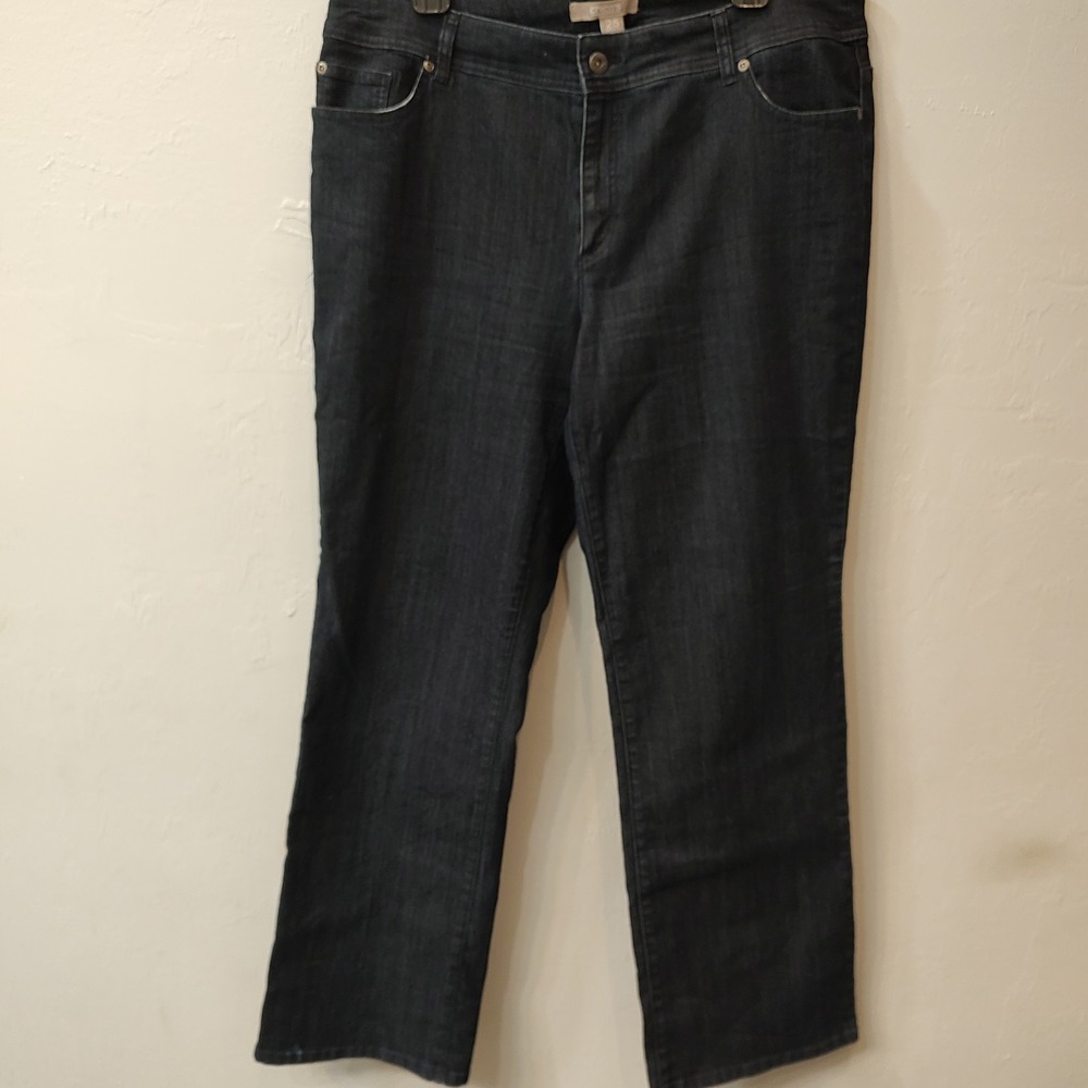 Chico's Denim Embroidered Wide Leg Jeans Size 2.5 US 14 High Waist Stretch - Picture 3 of 8